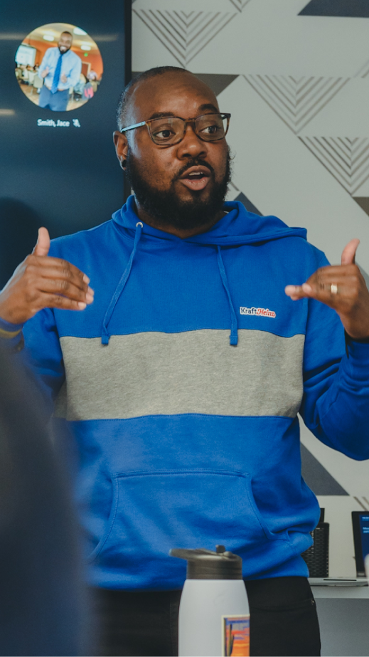 a man giving a presentation